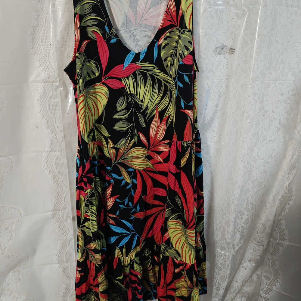 Tribal Vibrant Leaf Print Mini Dress - Picture 12 of 13